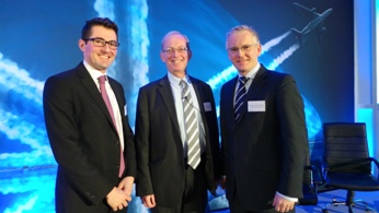 (from L to R) Speakers from today’s Transport Forum: David Leam from London First; Stansted Airport’s Managing Director, Andrew Harrison; Head of Passenger Transport for Essex County Council, John Pope.
